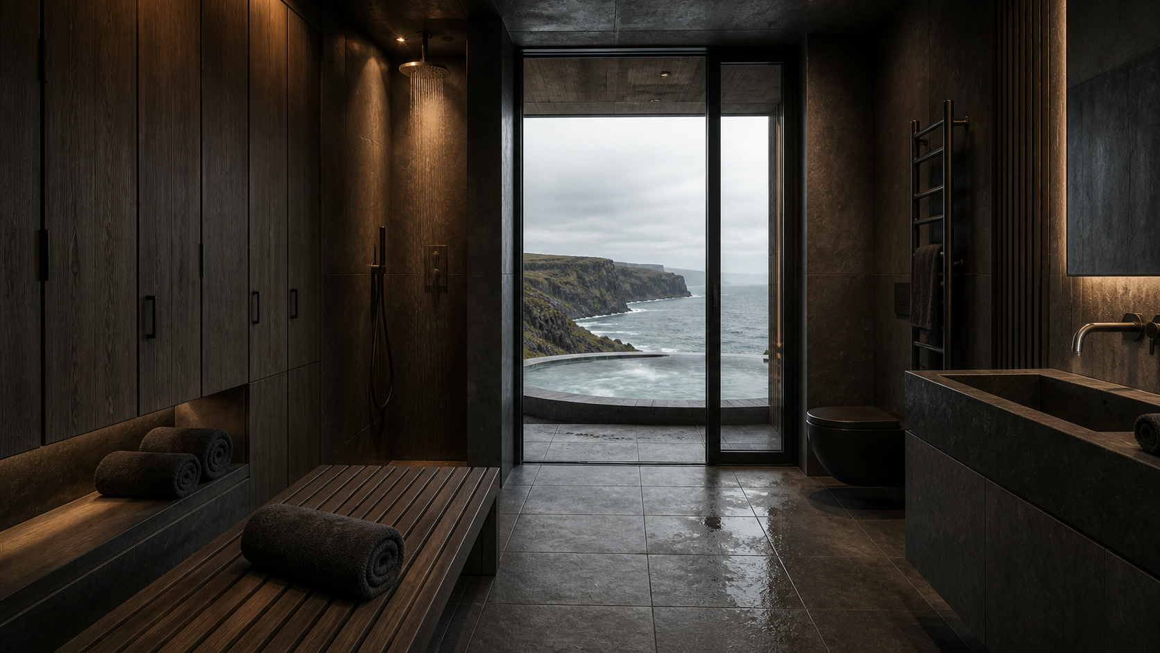 Hot-tub changing bath, a room in Basalt House